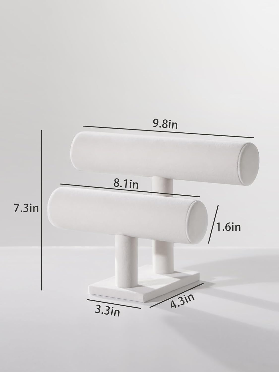 T-Bar Bracelet Holder Stand, Bracelet Jewelry Organizer Stand, Bangle Bracelet Watch Display for Selling, Scrunchie Hair Ties Jewelry Storage Rack for Women (2 tier beige)