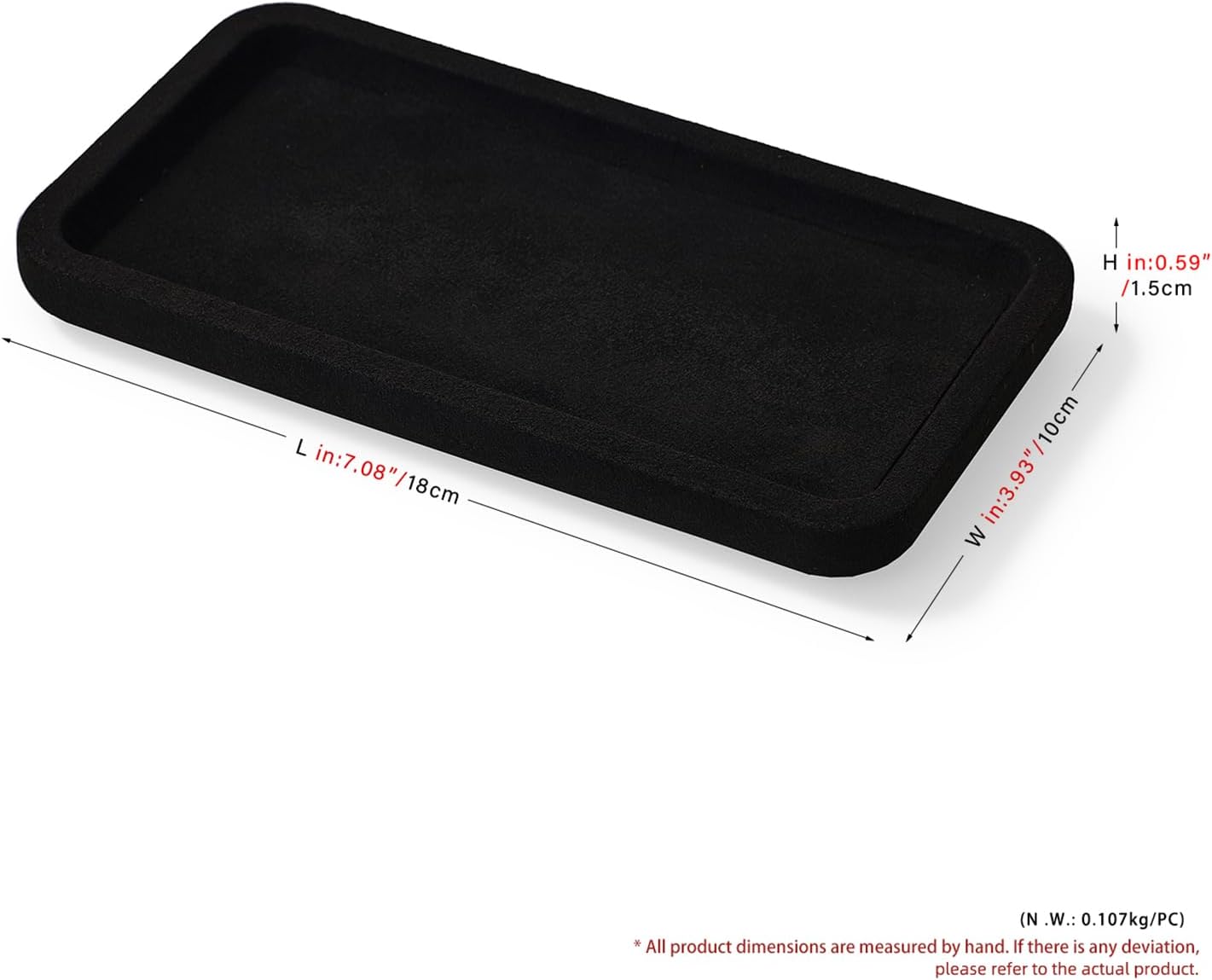 Microfiber Jewelry Display Flat Tray for Rings Earrings Necklace Bracelet, Jewelry Photograph Display Catchall Organizer Tray Dish(S,Black)