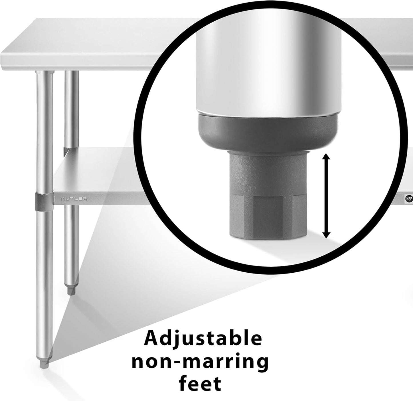 KUTLER Stainless Steel Table 24 x 48 Inches, NSF Heavy Duty Commercial Kitchen Prep and Work Table with Undershelf for Restaurant, Hotel, Home