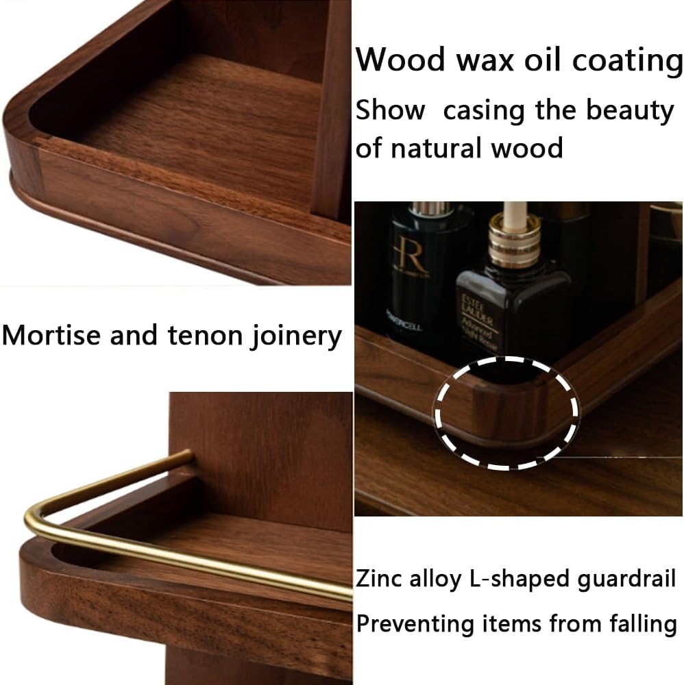 360° Rotating Makeup Organizer, Spining Adjustable Wooden Vanity Storage for Skincare, Perfume and Cosmetics for Countertop Organizer for Bathroom and Dresser