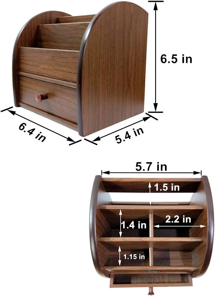 N Remote control storage organizer with drawer wood office Stationery organization pen holder Daily necessities storage case HeBen1028