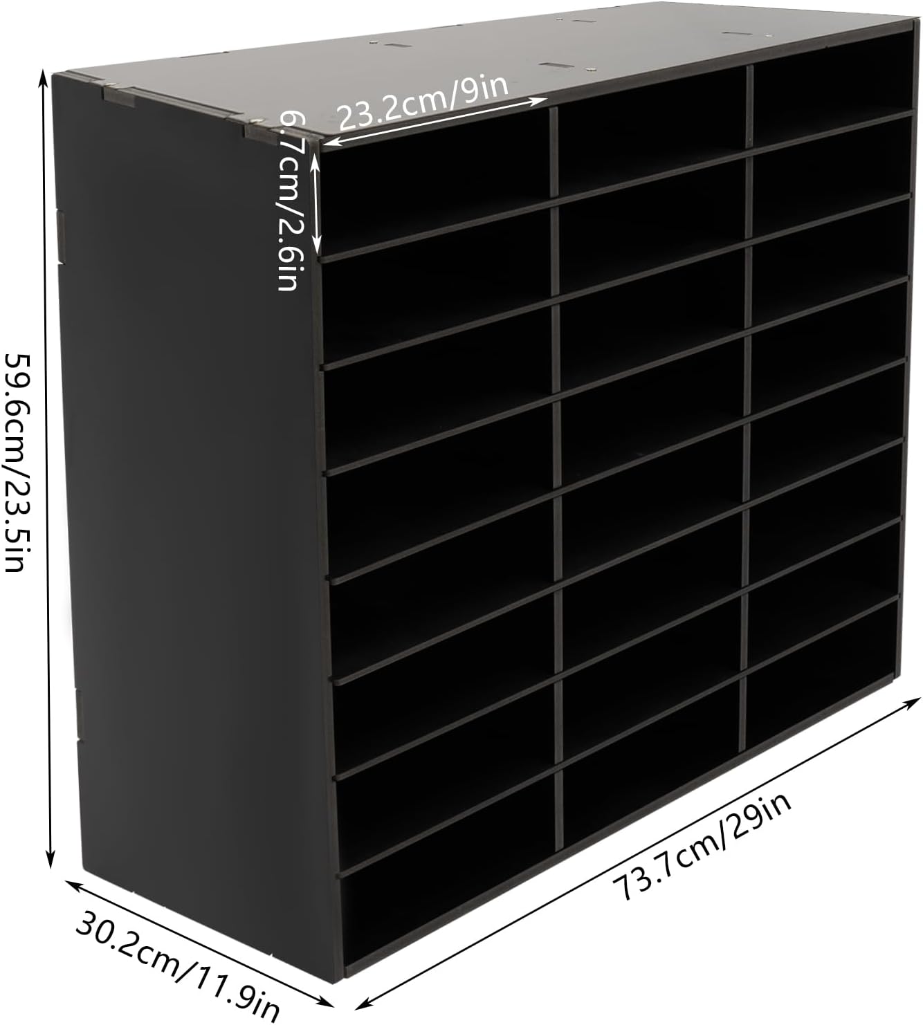 Mail Sorter Organizer, 24 Compartments Mailbox for Classroom, Desktop File Organizer with Adjustable Shelves, for Office Home Classroom, Black