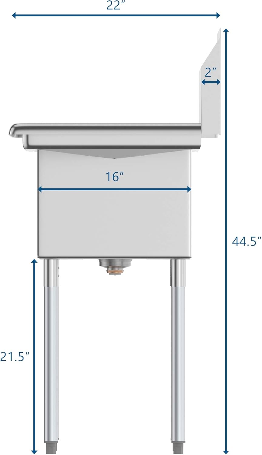 KoolMore - SB141611-12B3 2 Compartment Stainless Steel NSF Commercial Kitchen Prep & Utility Sink with 2 Drainboards - Bowl Size 14" x 16" x 11", Silver