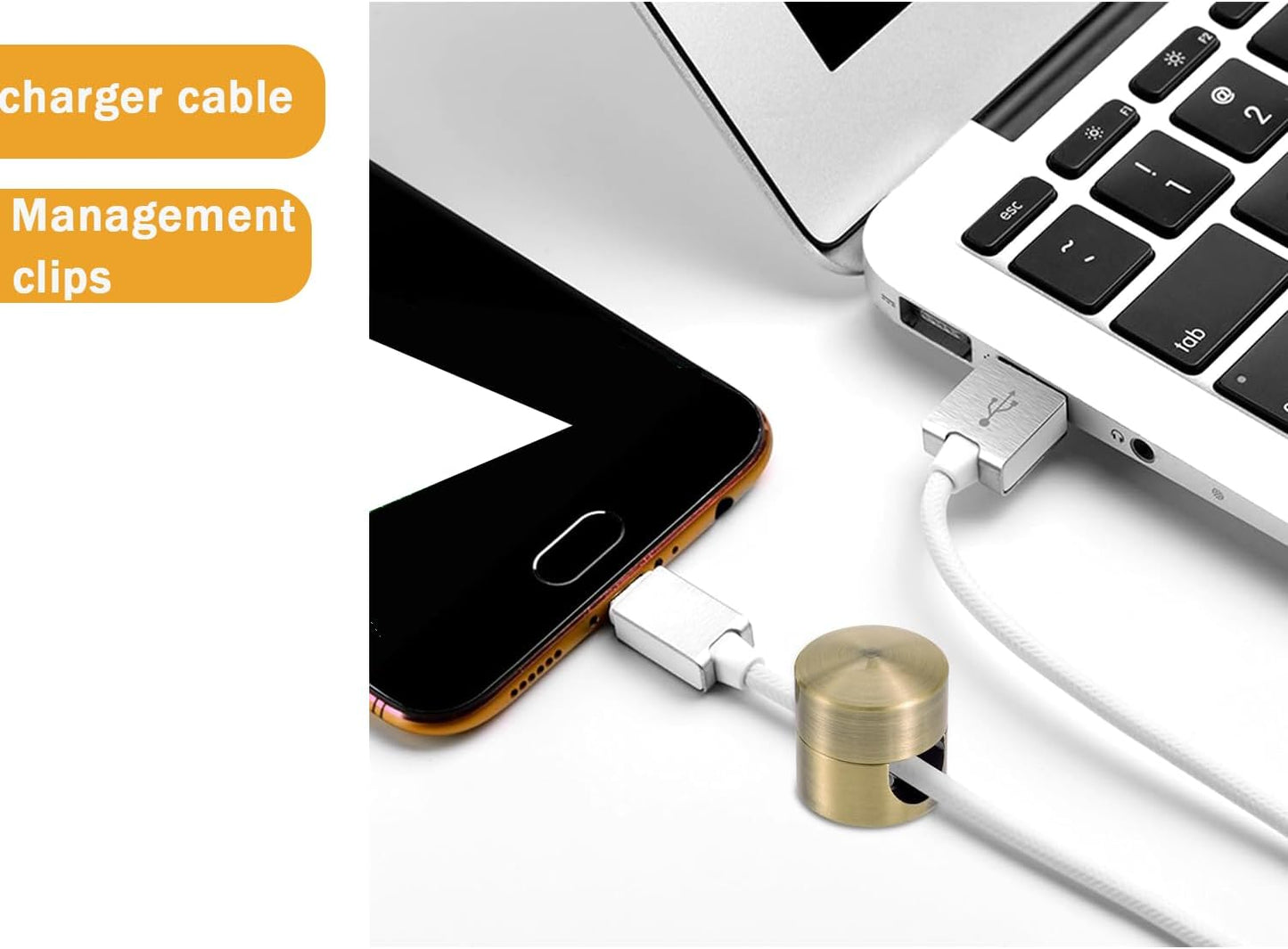 6 Sets Charger Cord Holder,Antique Copper Color Metal Adhesive Cable Management Clips,Adjustable Cable Anchor Holders,Wire Organizer for Desk, Wall, Home, Office
