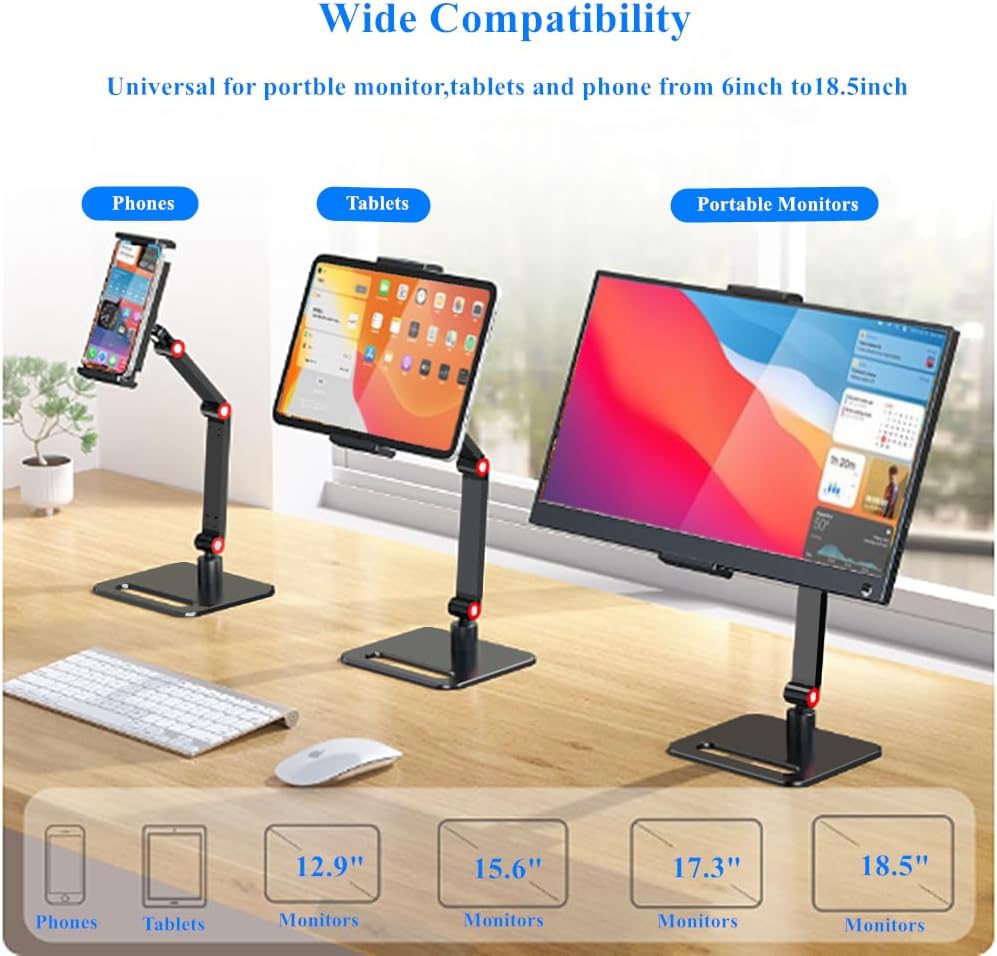 Portable Monitor Holder for 6-18.5 Inch Screen Desktop Expandable Monitor Stand 13 inch Tablet Stand