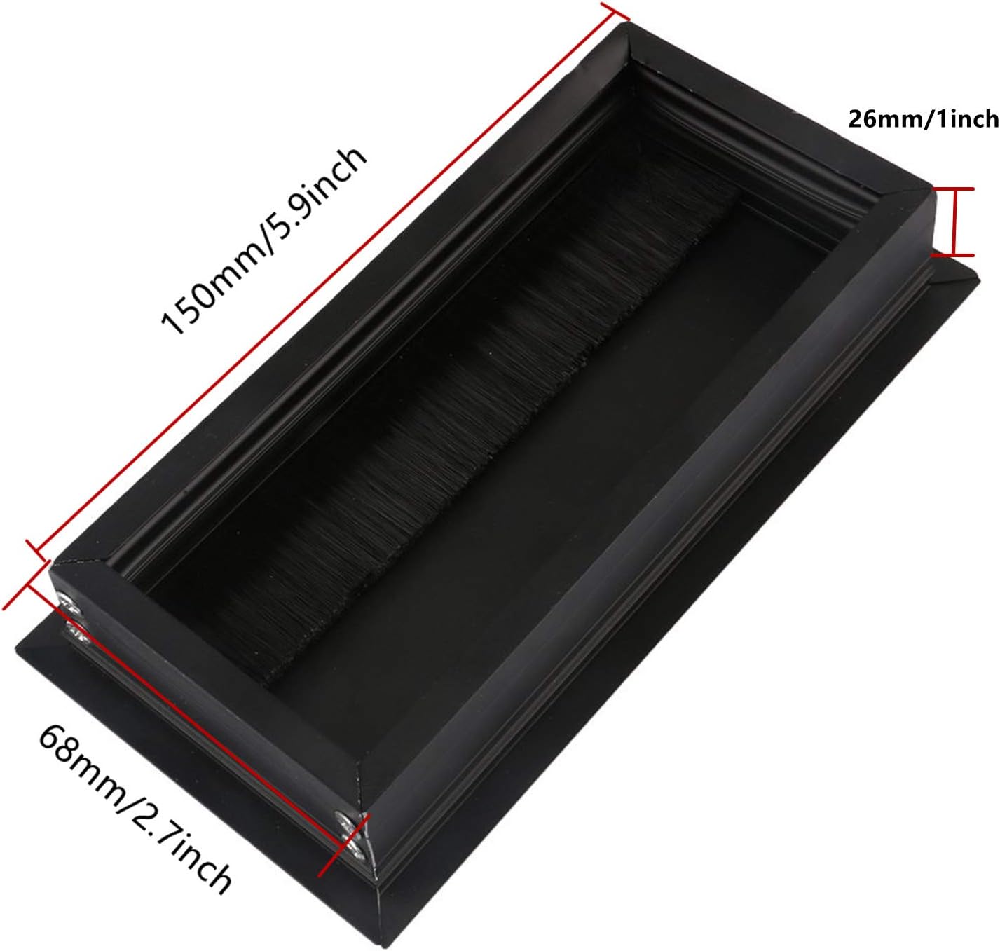 XMHF Aluminum Alloy Rectangle Wire Cable Grommet Hole Cover Cable Organizer for Office Desk Computer Desk Table (160 x 80mm; Black)
