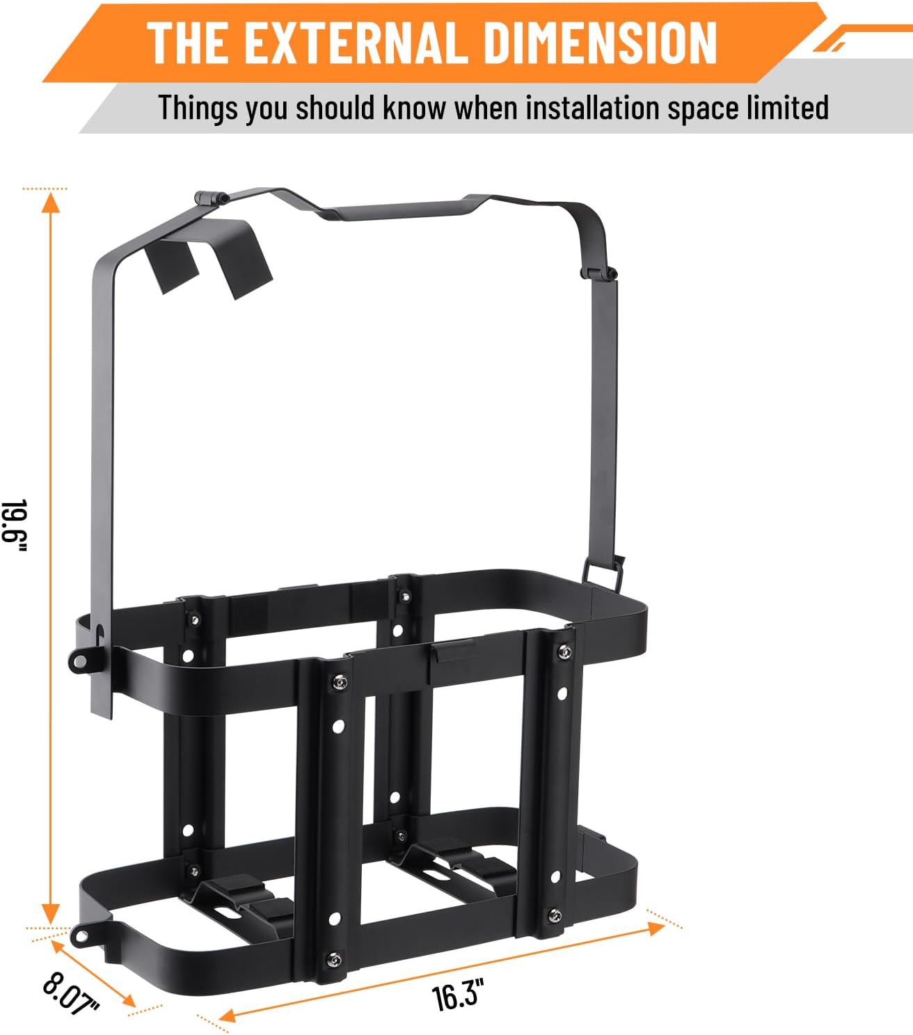 Anti-theft Jerry Can Mount Holder: Lockable Jerry Gas Can Holder Rack, 5 Gallon (20 Liter), Reinforced Welding, Anti-theft U-bayonet, Plum Stainless Steel Screws