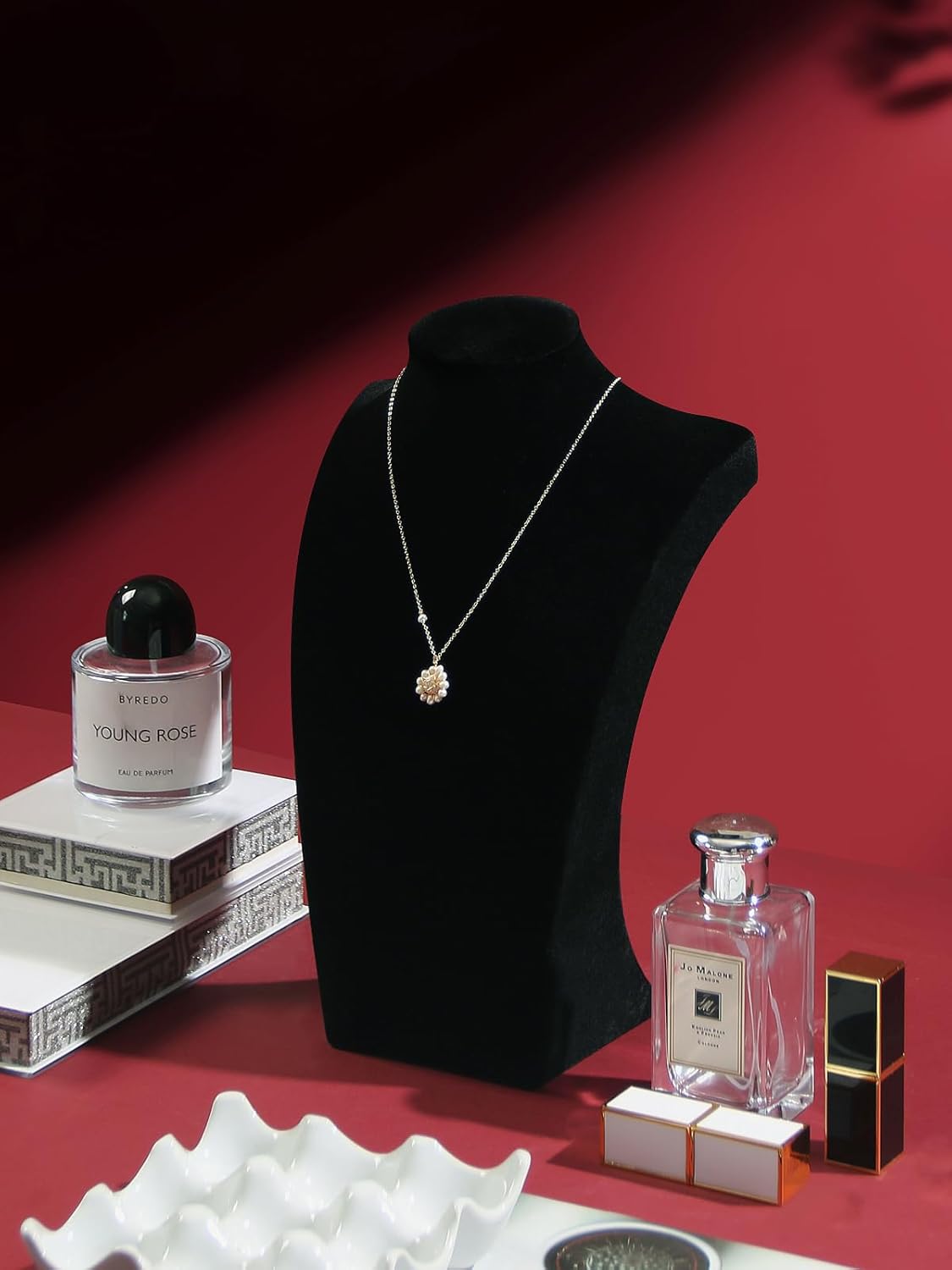 Coward Necklace Bust Stand for Selling Show, Black Velvet Necklace Jewelry Display Holder for Home Use or Store Shop Show (11" Hight)