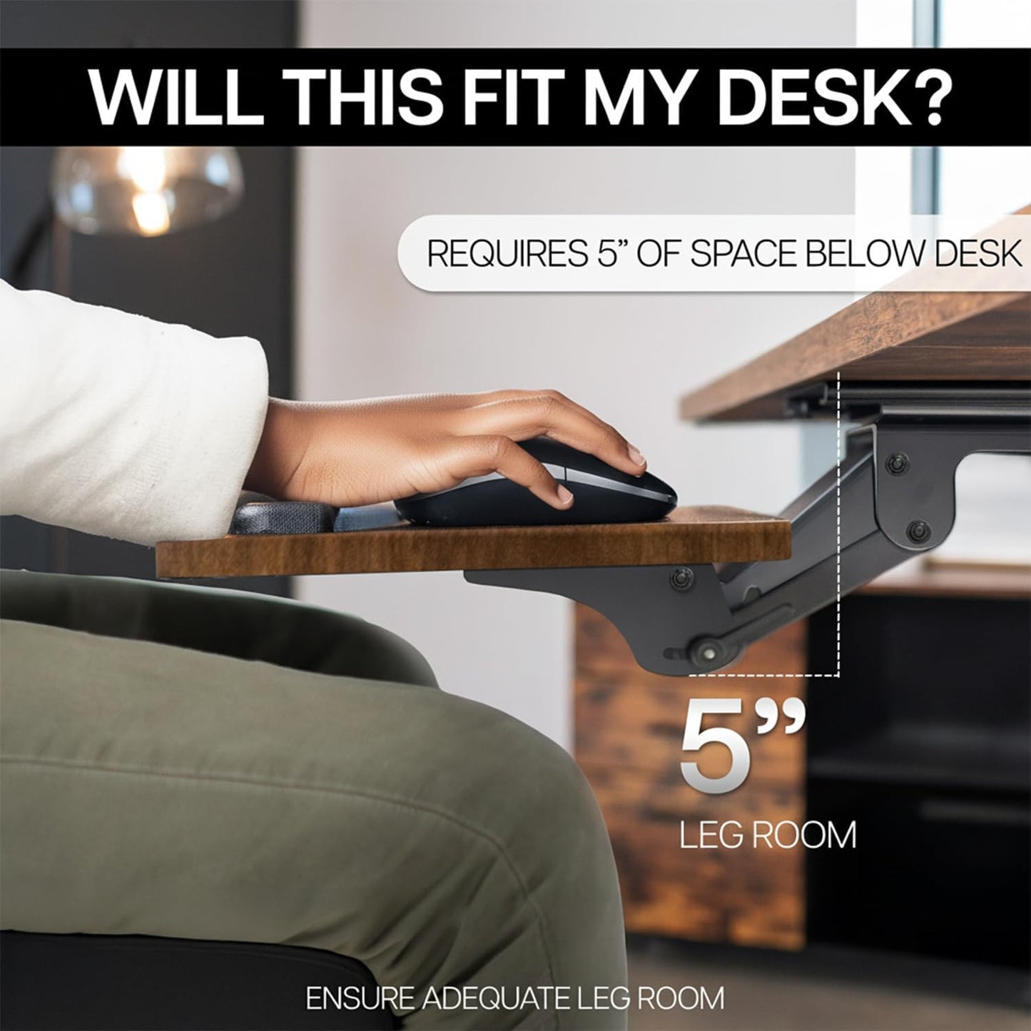 VIVO Adjustable Computer Keyboard and Mouse Platform Tray, Ergonomic Under Table Desk Mount Drawer Underdesk Shelf, Rustic Vintage Brown, MOUNT-KB03N