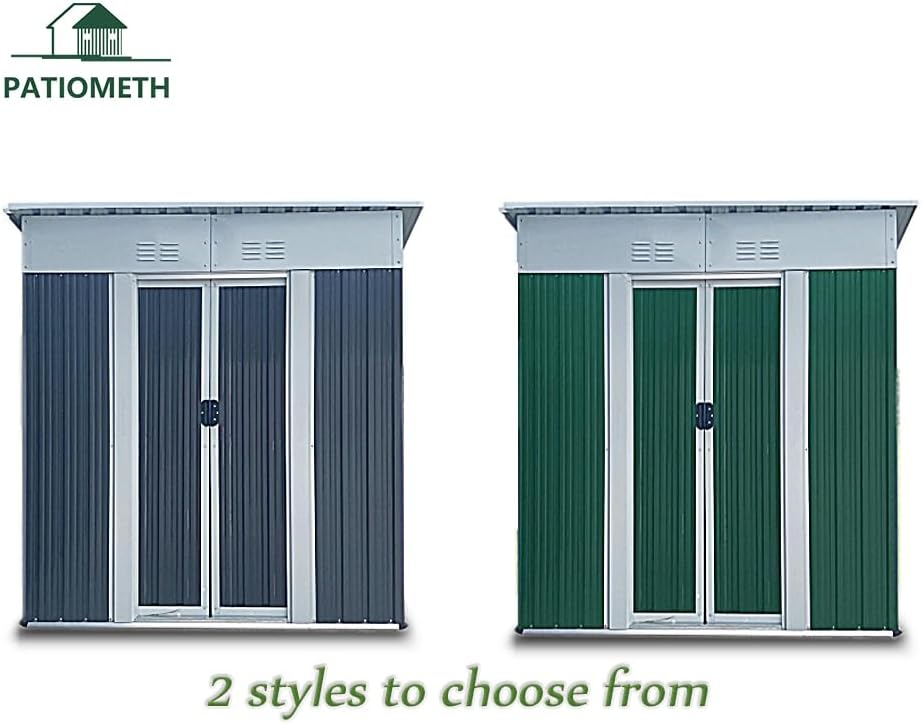 Outdoor Vertical Metal Storage Shed 5 x 3 Feet, Corrosion Resistant Steel with Sliding Door Suitable for Garden Bike, Tool Metal Storage Shed (Green)
