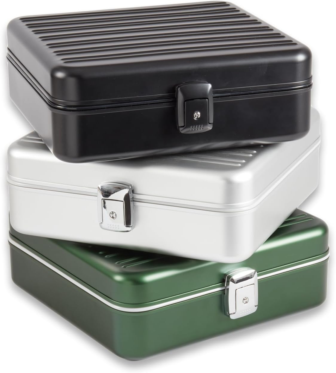Bey-Berk Personalized Prague Aluminum 9-Slot Watch Case (Hunter Green), Locking Travel Metal Watch Box with Quilted Interior, 9.75" x 3" x 10.25"