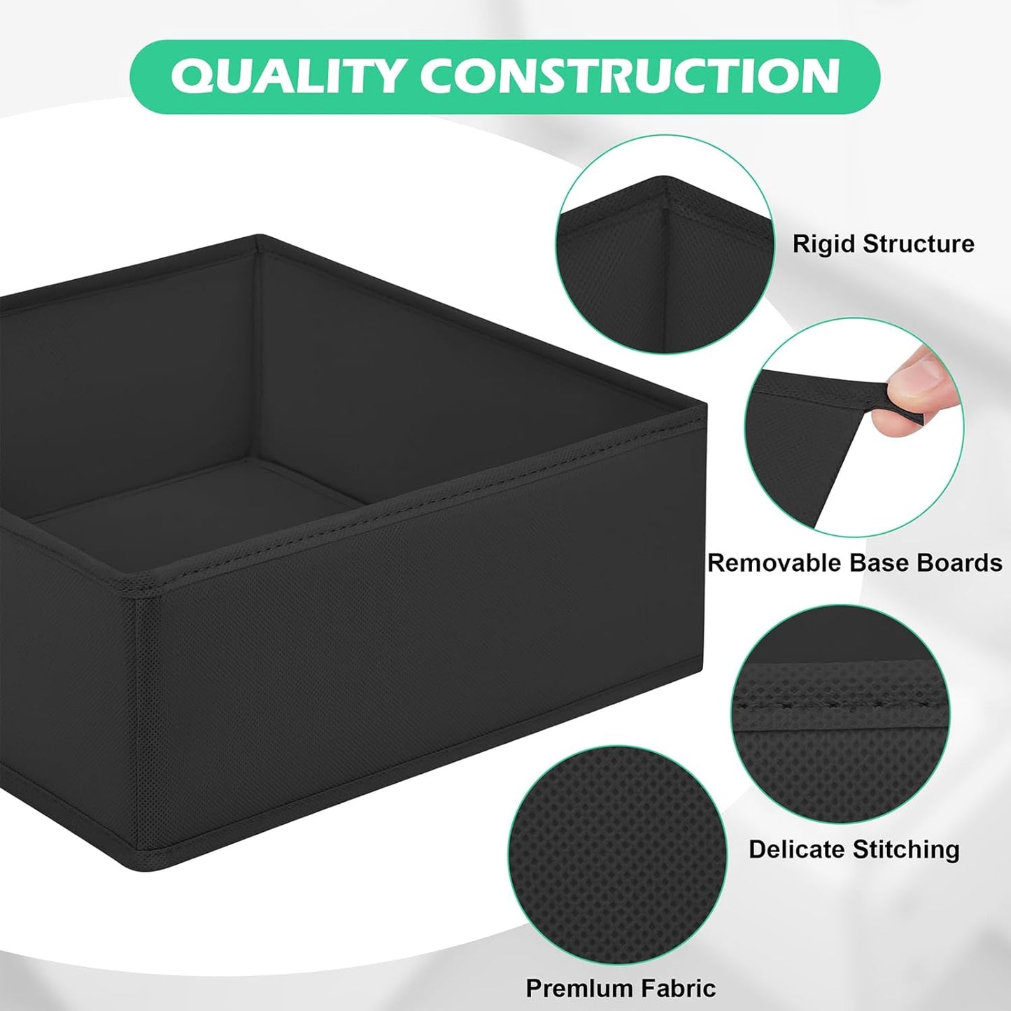 Drawer Clothes Organizer 16-Pack, Black 3 Sizes Underwear Drawer Dividers, Fabric Folding Wardrobe Organizer, Can Store Baby Clothes, Bras, Underwear, Panties, Belts, Socks, Ties, etc.