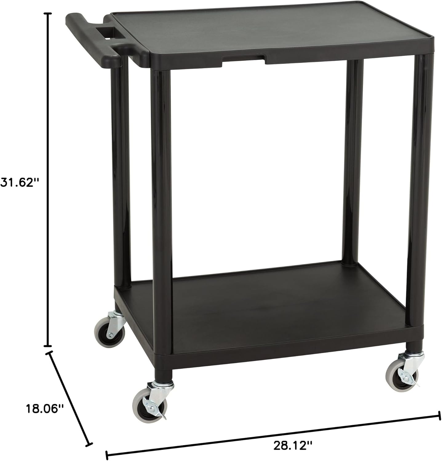 Norwood Commercial Furniture 2-Tier Mobile Utility AV Cart with Casters, Rolling Presentation and Media Cart on Wheels, Black