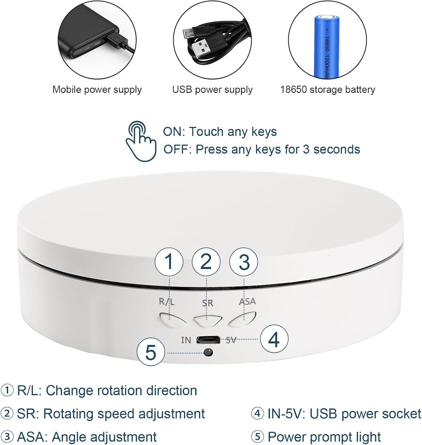Motorized Rotating Display Stand for Jewelry, Rechargeable Automatic Mute Rotating Stand, Electronic Turntable with USB for Display, Remote Control
