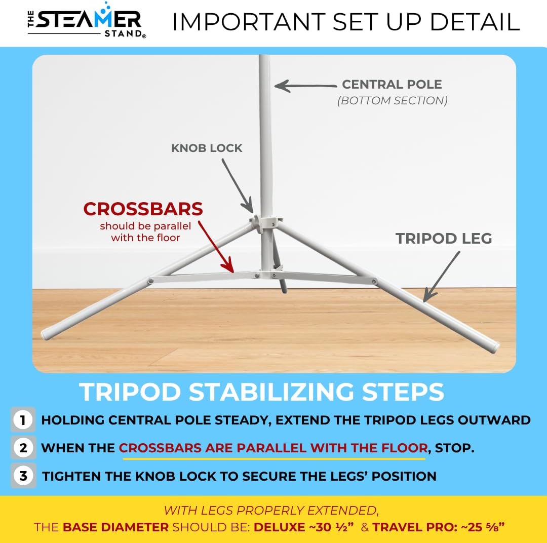 Travel Pro | Adjustable Standing Garment Steaming Rack with Hanger | Fast, Foldable, Sturdy, Portable Steam Ironing Solution for Travel & Home