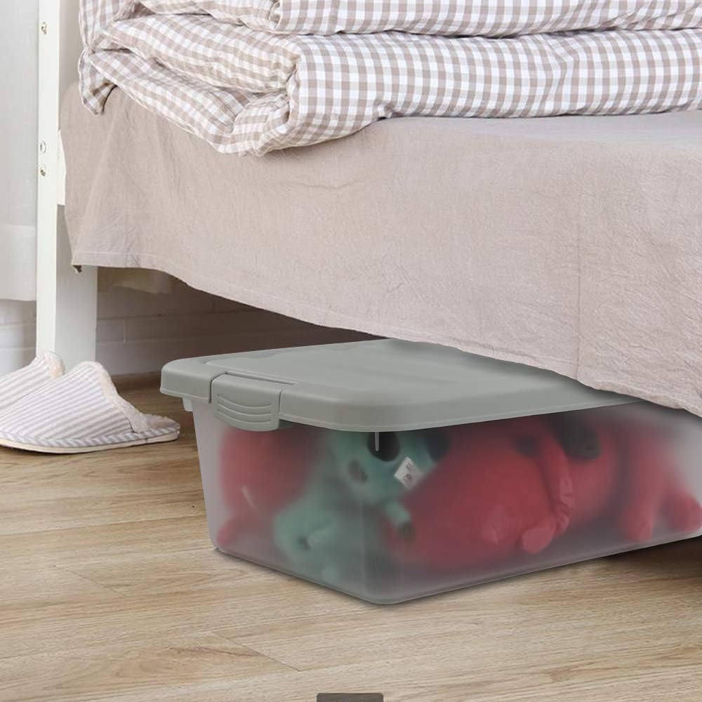 14 Quart Plastic Storage Box, Clear Storage Bin with Lid, 2 Packs