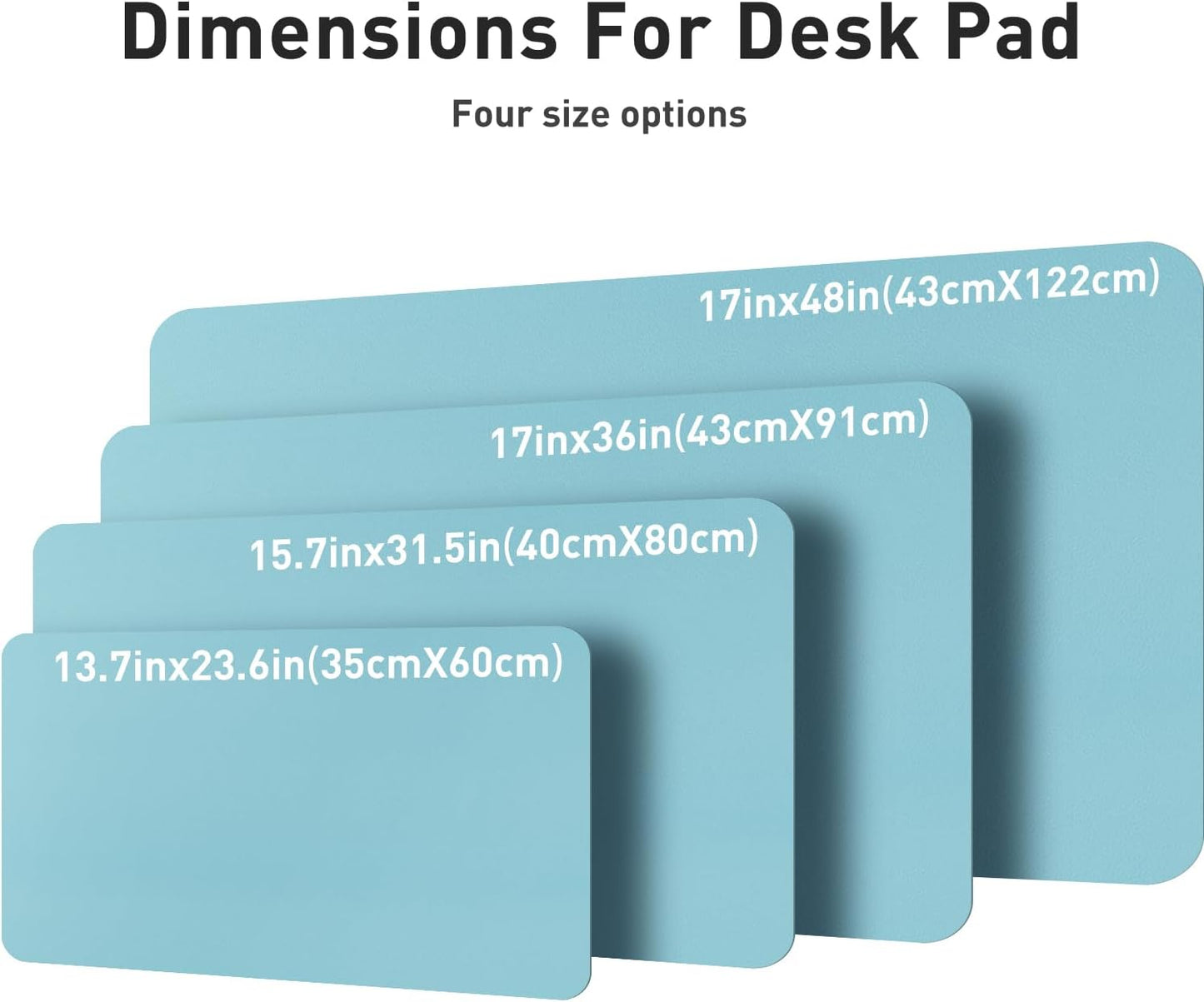 Aothia Large PU Leather Desk Pad Protector – Non-Slip Mouse Pad & Writing Mat for Office/Home, Waterproof, Easy to Clean (48" x 17", Blue Topaz)