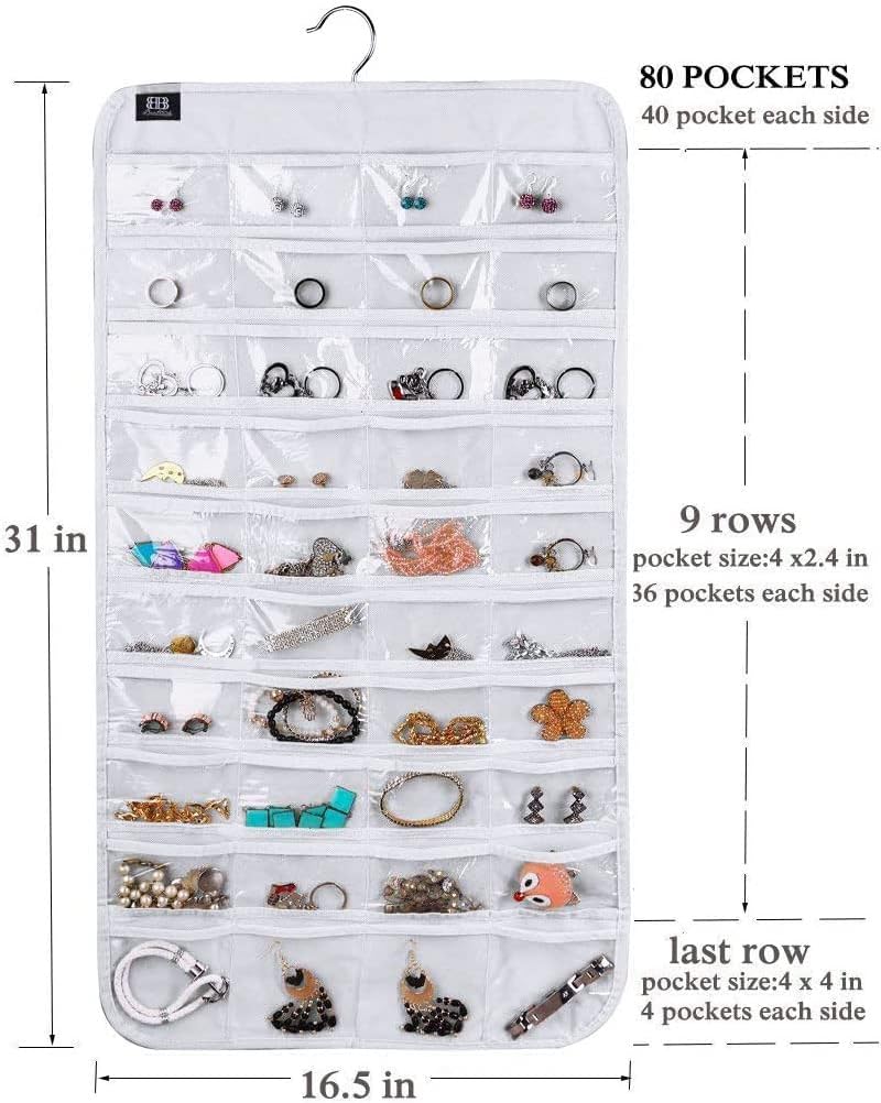 BB Brotrade Hanging Jewelry Organizer,Accessories Organizer,80 Pocket Organizer for Holding Jewelries