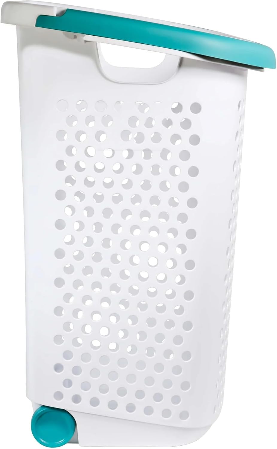 Plastic Rolling Laundry Basket with Pop-Up Handle & Wheels – 70.52 Liter (2 Bushel) Capacity, Ventilated Design, Easy to Clean, For Home & Laundry Room