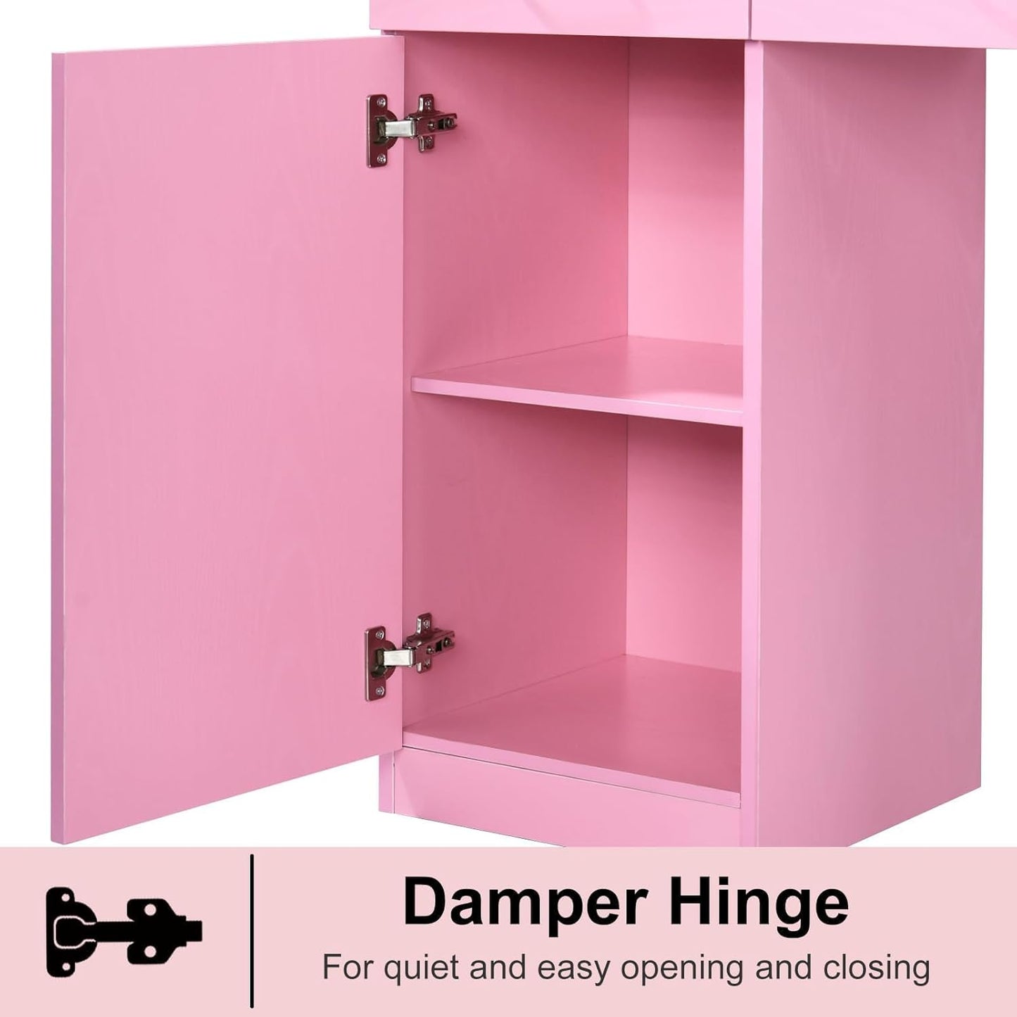 4ever2buy Barber Station for Hair Stylist, Salon Wall Station with Barber Cabinet, Hair Stations Equipment Hair Dryer Holder, Drawers (Pink)