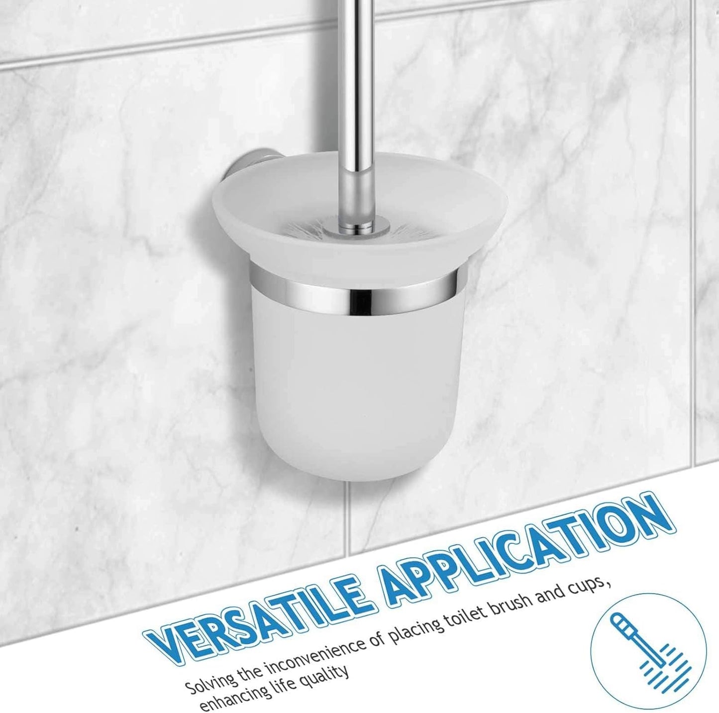 Cabilock 2pcs Toilet Brush Holder Bowl Frosted Glass Cup for Space Saving for Home Restrooms Bathroom Toilet Brush Storage
