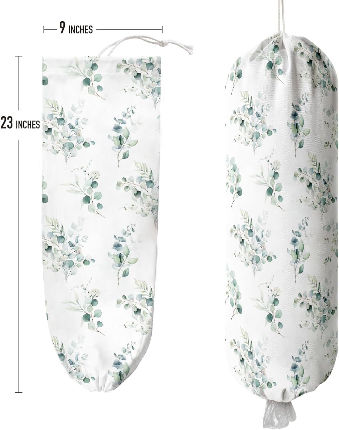 Plastic Bag Holder Wall Mount Grocery Bag Holder for Plastic Bags Organizer for Kitchen,Cute Cat Home Kitchen Decor Gifts for Women(Eucalyptus Leaves)