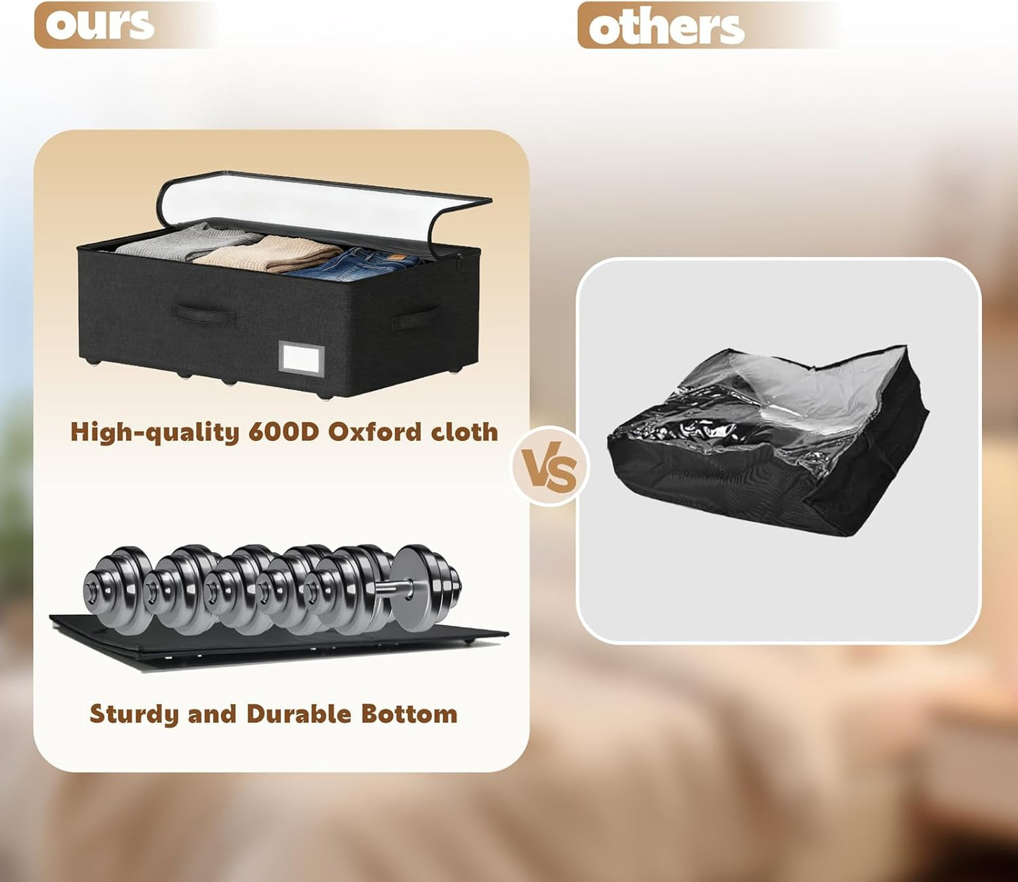 Under Bed Storage with Wheels, 2-Pack Under Bed Storage Containers, No Assemble Required 10 inches Height, Rolling underbed storage Drawers, Underbed Storage Bins for Shoes, Clothes, Blankets, Toys