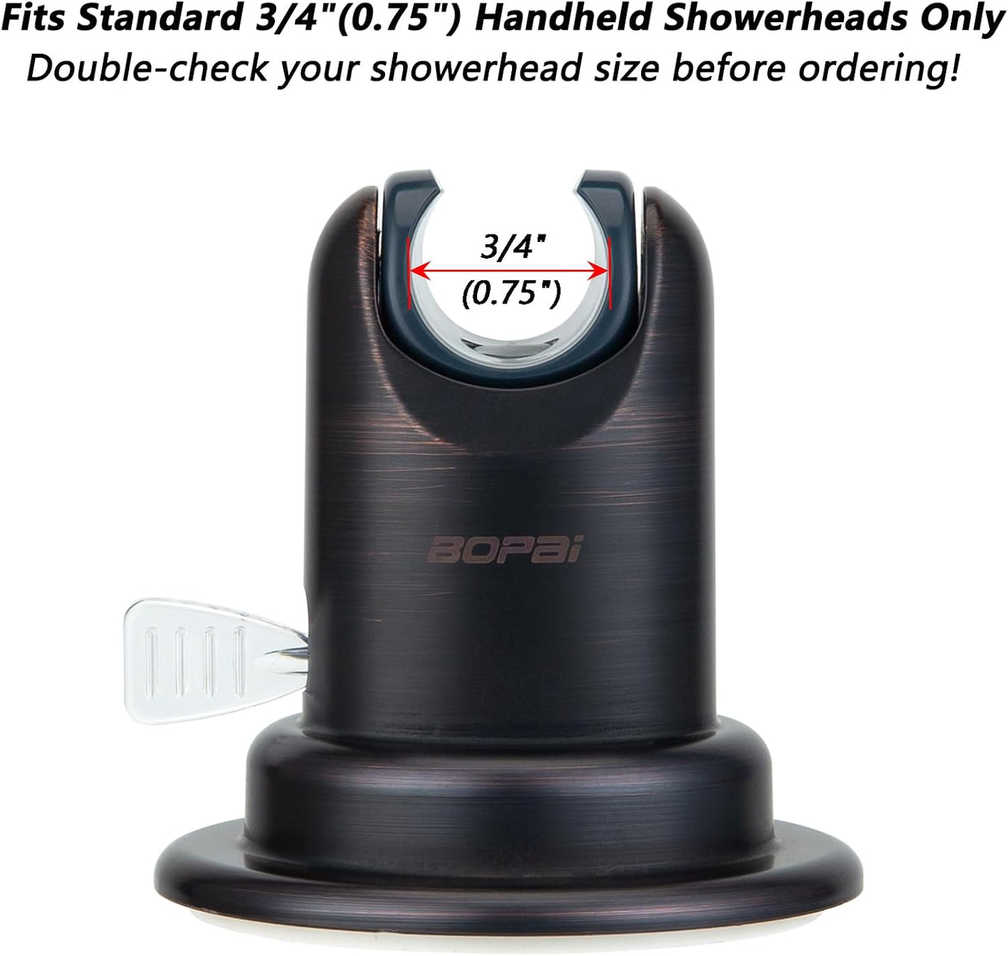 BOPai Suction Cup Shower Head Holder for Handheld Shower – No Drill, for Smooth Surfaces Only, Adjustable 20°, Oil Rubbed Bronze