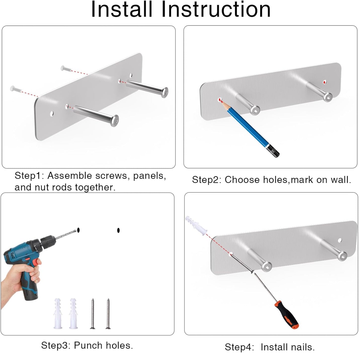 Ironing Board Holder Wall Mount, Ironing Board Hanger for Y or T Shaped, Laundry Rooms Stainless Steel Iron Board Hook with Adjustable Hooks
