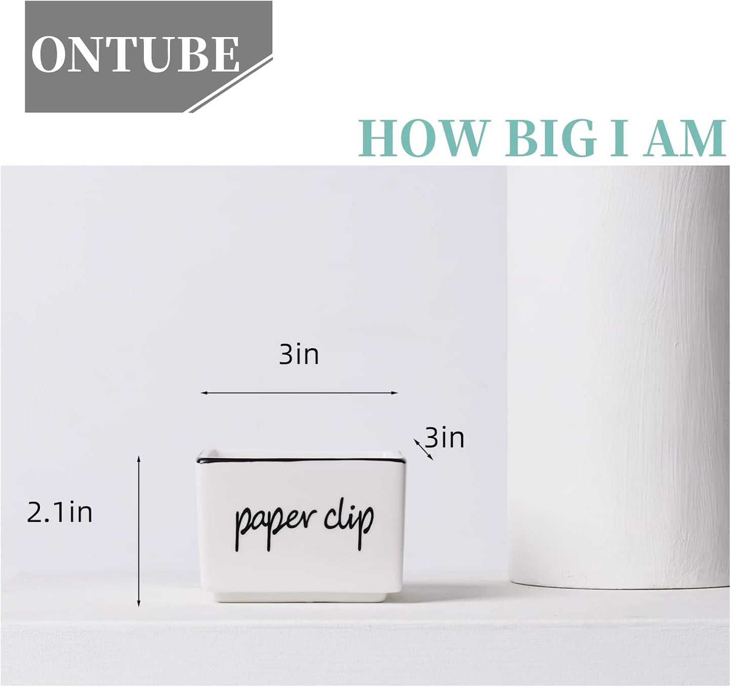 ONTUBE Farmhouse Paper Clip Holders Dispenser Organizer for Desk 3 Inch White