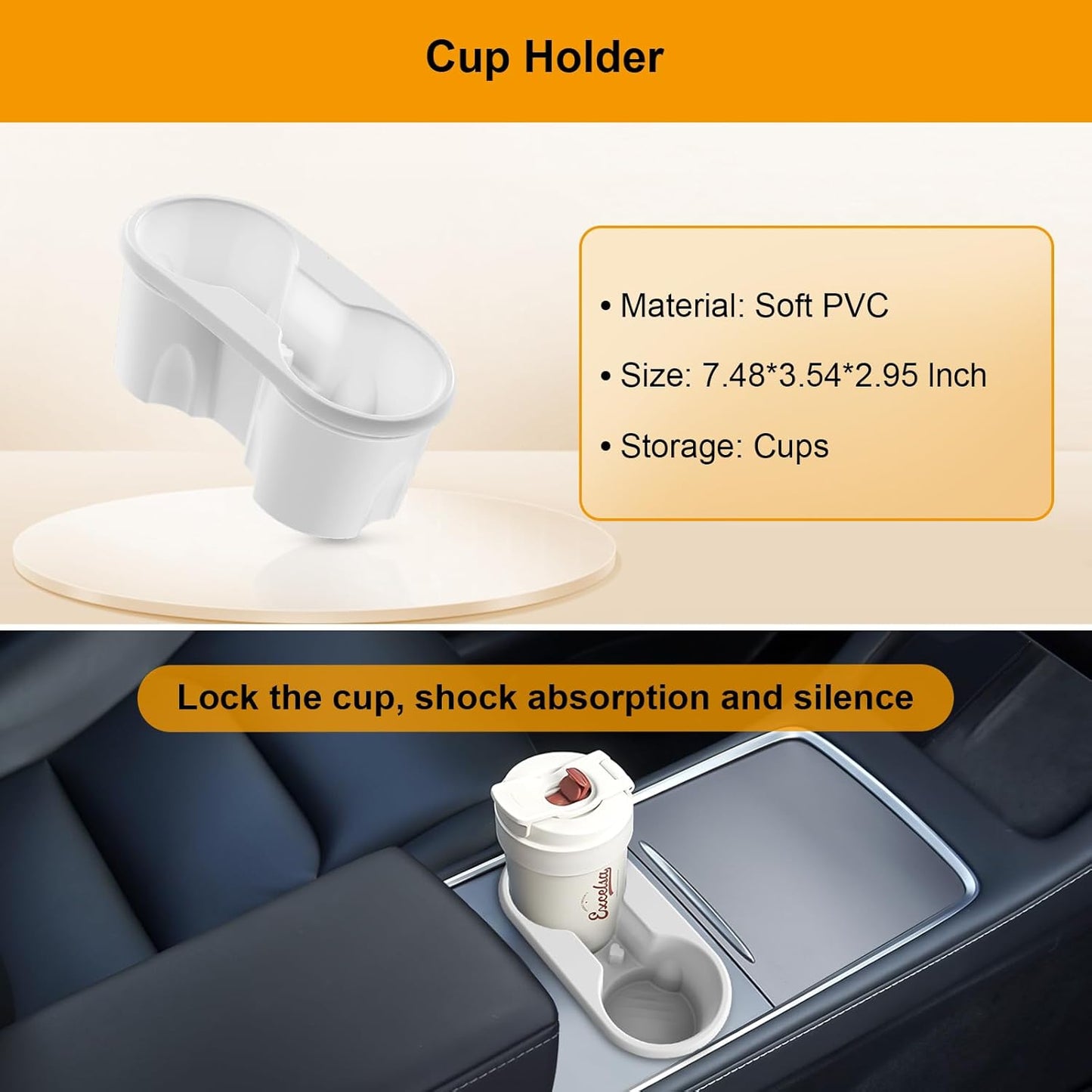 Center Console Organizer Tray 5PCS for Tesla Model Y Accessories 2024-2020(Not Fit Model Y Juniper), Armrest Storage Tray and Hidden Storage Box, Cup Holder Insert, Under Seat Storage Box, White