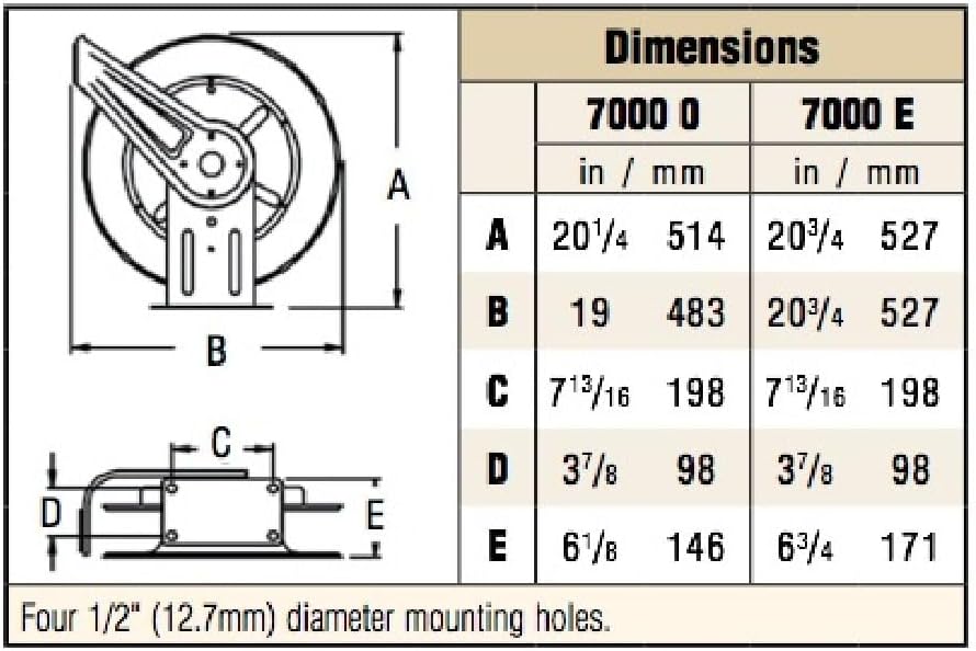 Reelcraft 7850-OLP121-1/2" x 50 ft. 300 psi, Hose Reel w/ 1/2" Hose End