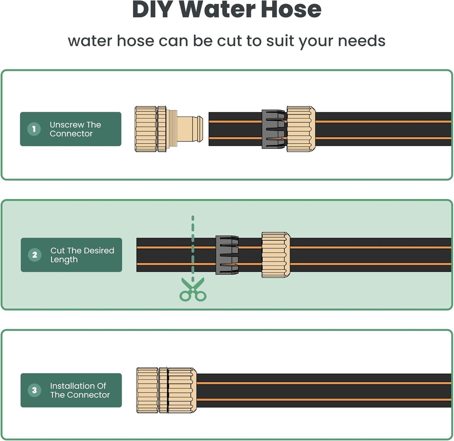 Giraffe Hybrid Leader Hose 5/8" x 15ft, Custom Length, NO Kink, Flexible, Leakproof Water Hose with Male to Female Fittings, 600 Burst PSI