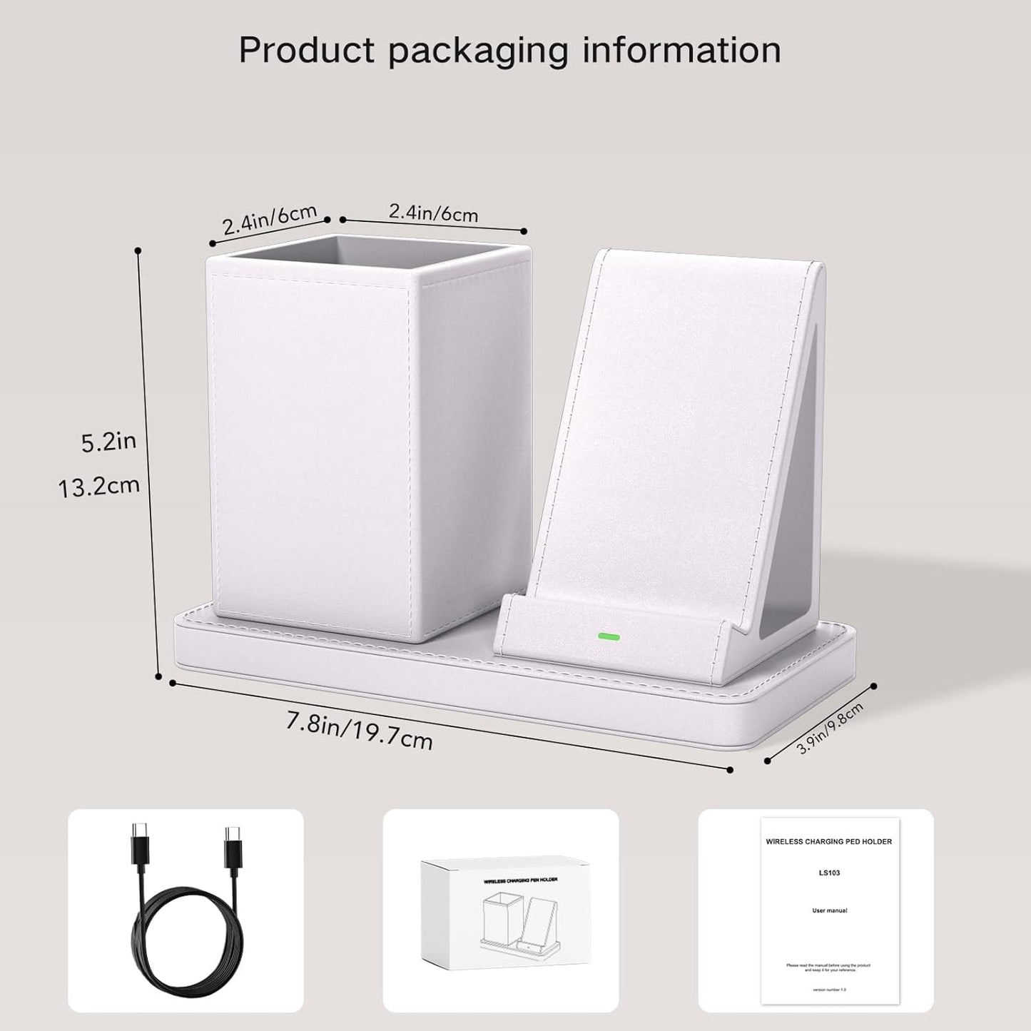 Desk Organizer with Phone Holder,White Multi-Functional Pencil Holder for Desk, Desk Organizers and Accessories for Office Art Supplies,Desk Phone Stand Charger for Desktop/Counter
