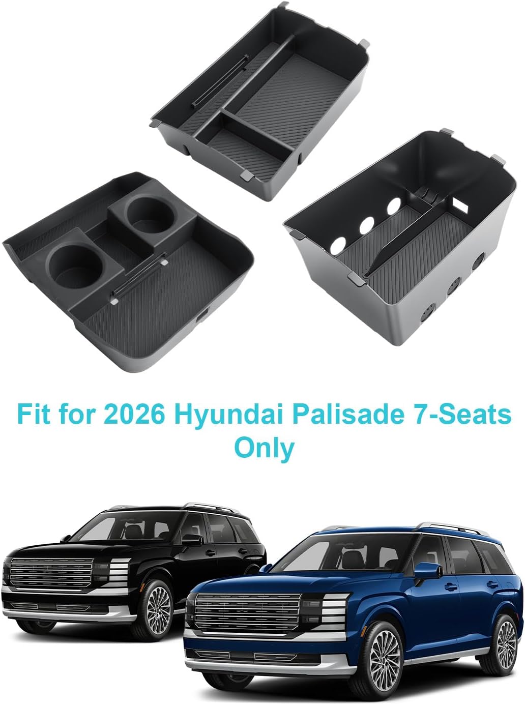 CDEFG 3Pcs Center Console Organizers for 2026 Hyundai Palisade, for 2026 Hyundai Palisade Accessories Middle Console Dual Organizers Armrest Storage Box & Lower Console Tray(Only for Split Armrest)