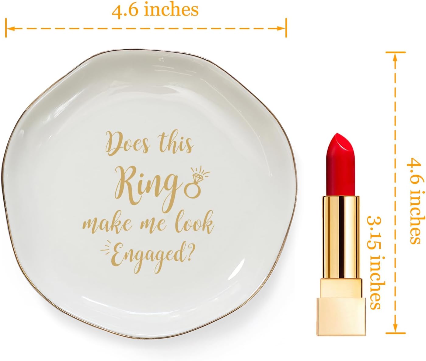 HOME SMILE Engaged Ring Dish-Does This Ring Make Me Look Engaged Trinket Dish- Engagement Gifts for Women,Ceramic White