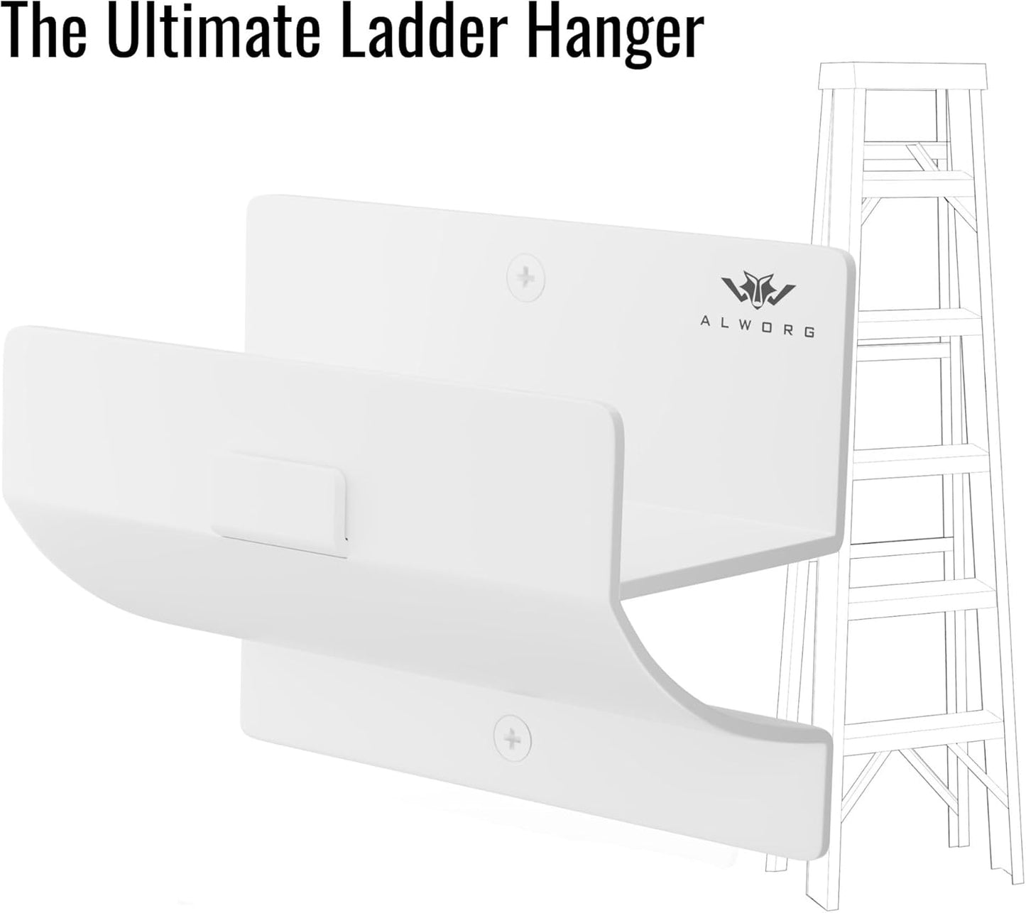 Ladder Hooks Set of 4 – White Heavy Duty Garage Wall Hooks, Use as Ladder Holder, Step Stool Hanger