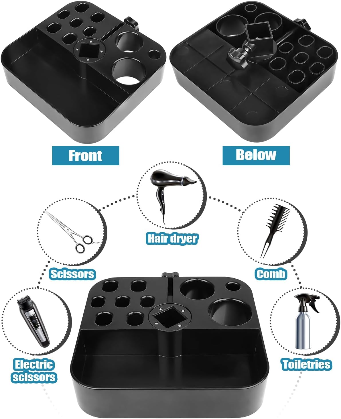 Kalolary Portable Dog Grooming Tool Holder - Rotatable Organizer for Pet Grooming Table & Accessories - Scissors, Clips, Brushes Storage