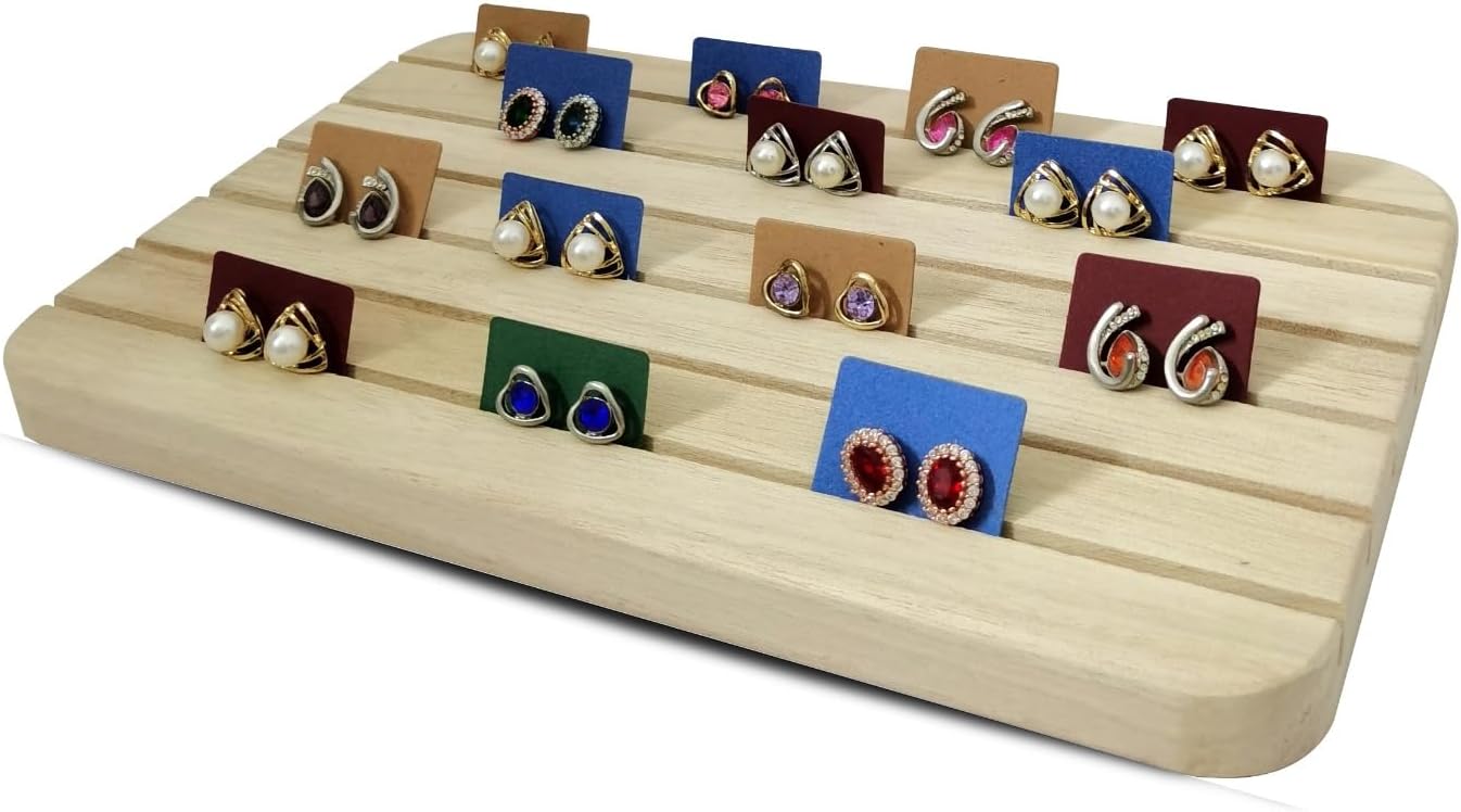 Natural Wood Business Card Holder Wooden Earring Display Stands Jewelry Retail Display for Selling Earring Showing Ring organizer