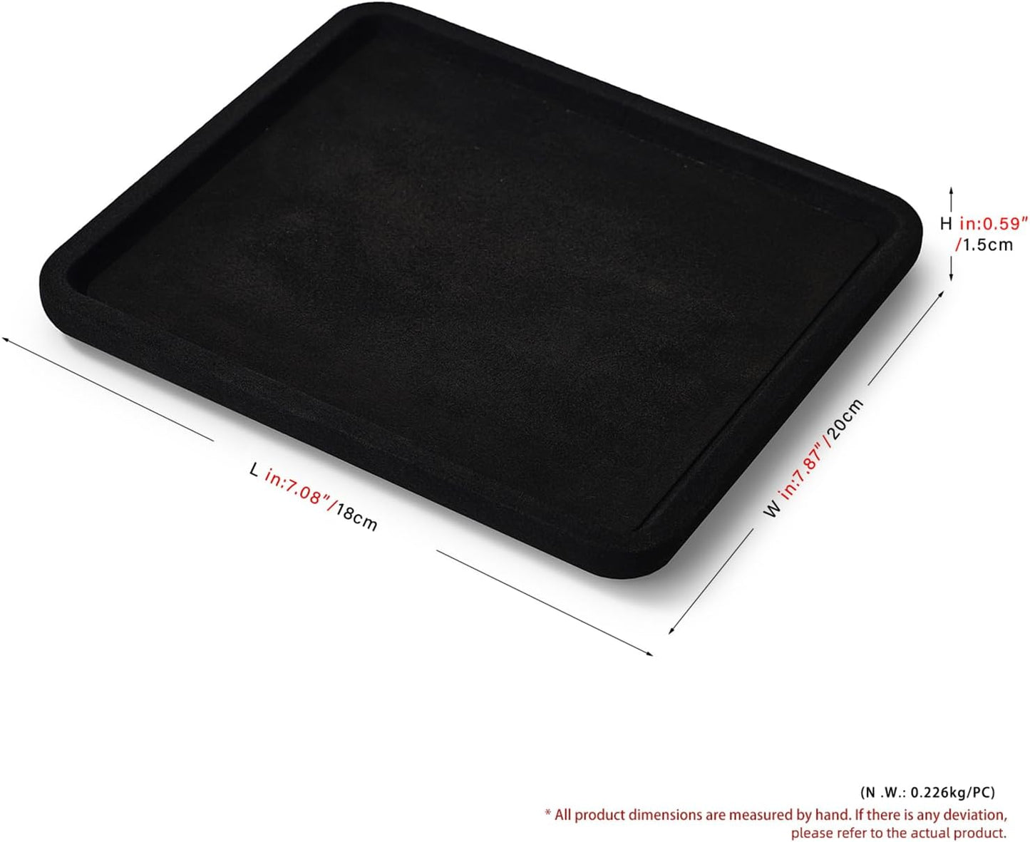 Microfiber Jewelry Display Flat Tray for Rings Earrings Necklace Bracelet, Jewelry Photograph Display Catchall Organizer Tray Dish(M,Black)