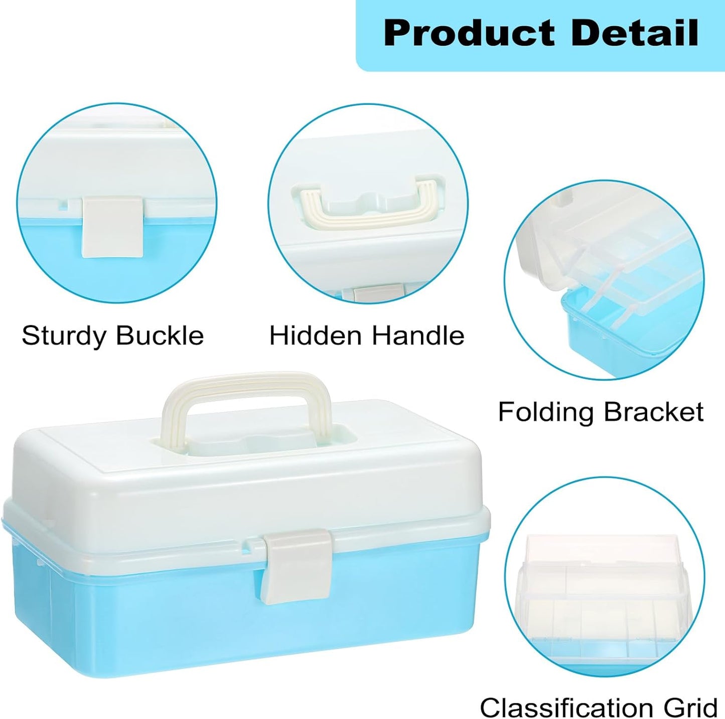 3-Tier Baking Supplies Storage Case Cake Plastic Decorating Tool Storage Box with Handle Folding Craft Organizer for Baking Accessories Snacks