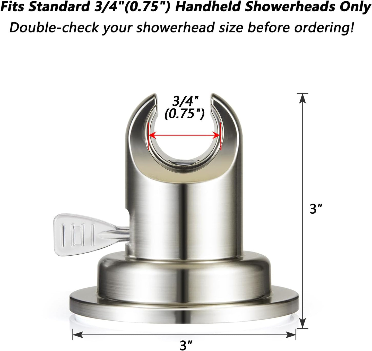 BOPai Suction Cup Shower Head Holder for Handheld Shower – No Drill, for Smooth Surfaces Only, Vertical Mount Only, Brushed Nickel