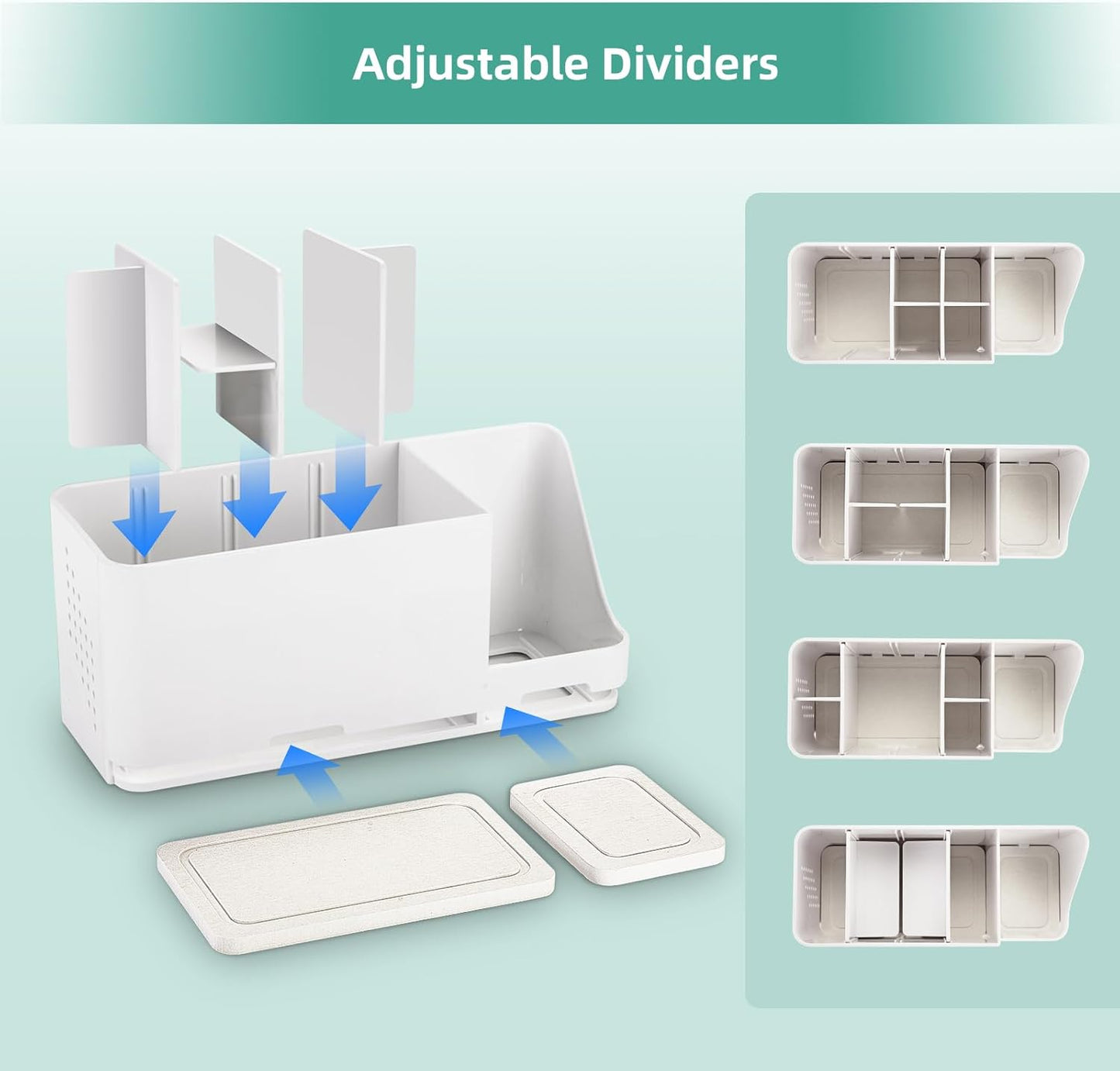 Toothbrush Holder for Bathroom Organizer with Diatom mud Board,Detachable 8 Slots Kids Electric Toothbrush Holder and Toothpaste Stand for Countertop Accessories Storage (White)