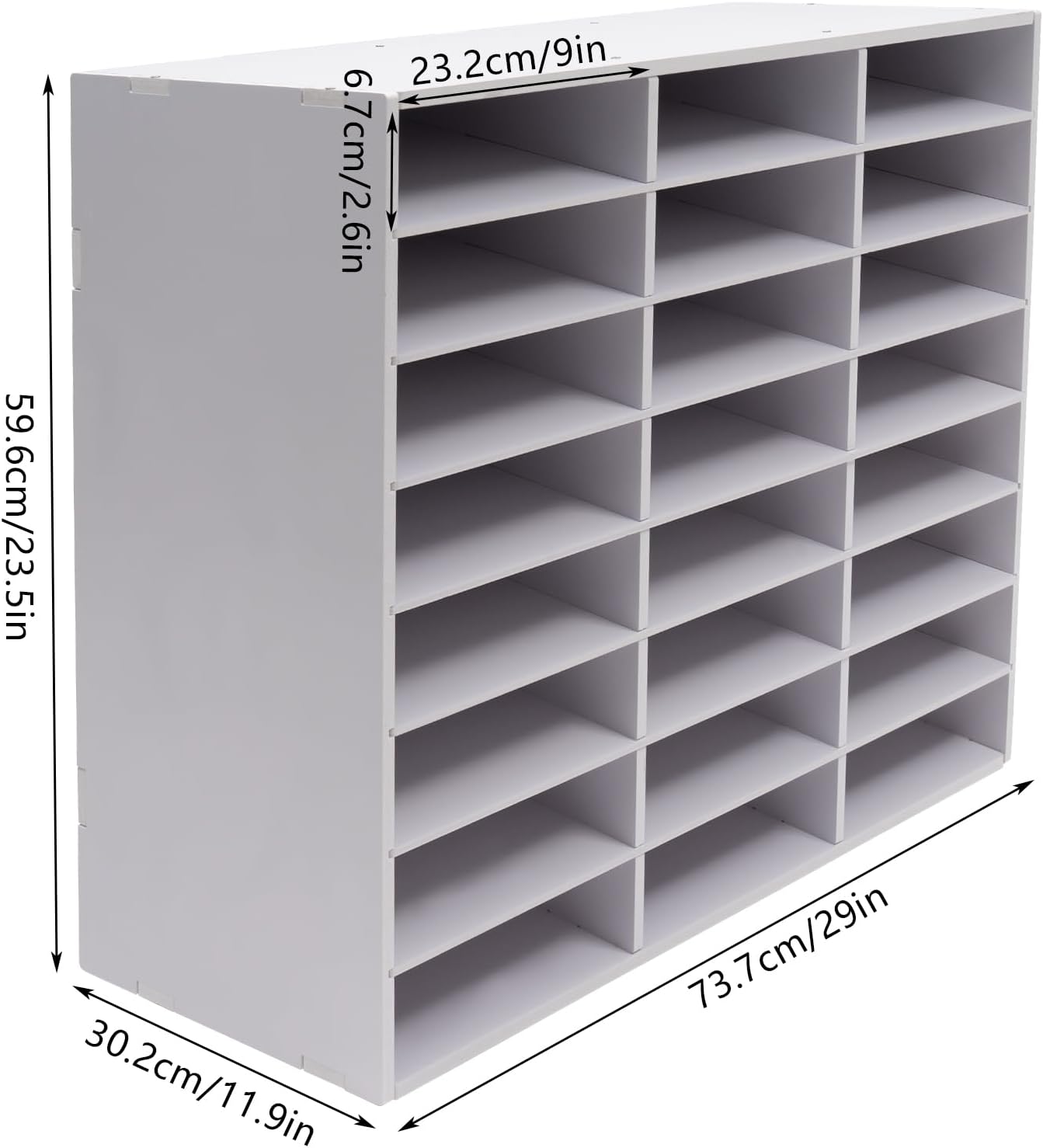 24 Compartments Literature Organizer, Desktop File Sorter Mail Center Paper Storage Cabinet Classroom Mailbox for Files Documents Papers Magazines (White 24Slots)