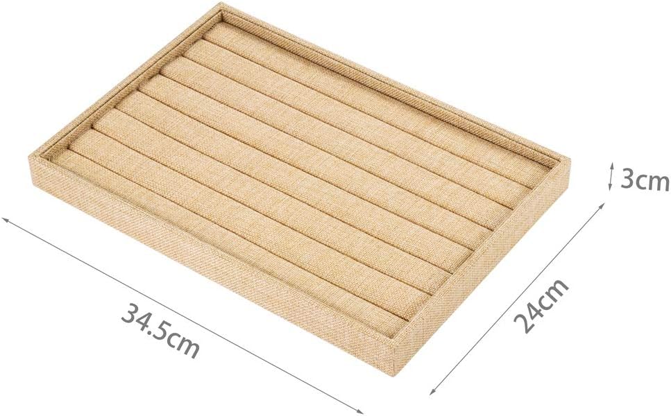Valyria Sackcloth Stackable 7 Slots Ring Earring Tray Showcase Display Organizer(Sackcloth)