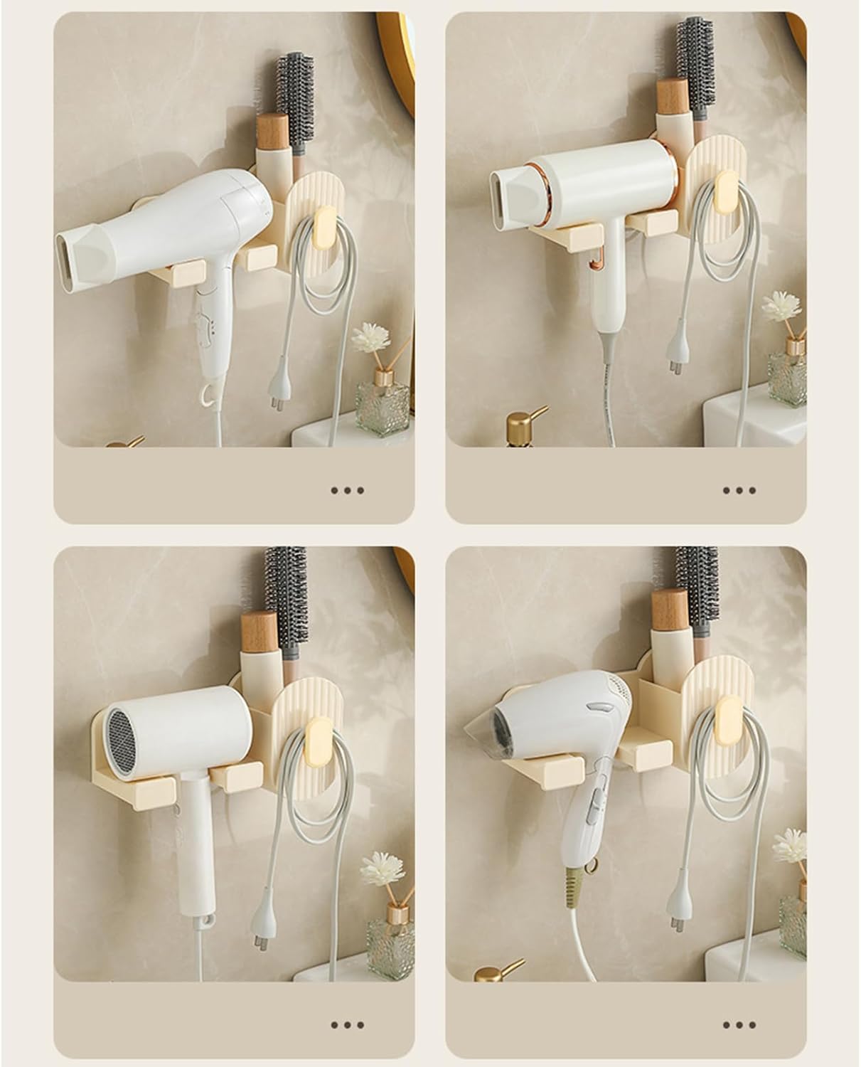 Wall Mount Hair Dryer Holder | No-Drill Storage Stand,Hair Tool Organizer - for Brush Bottle Curling Iron Comb Barrettes Cosmetics Straightener Home Bedroom Laundry Room
