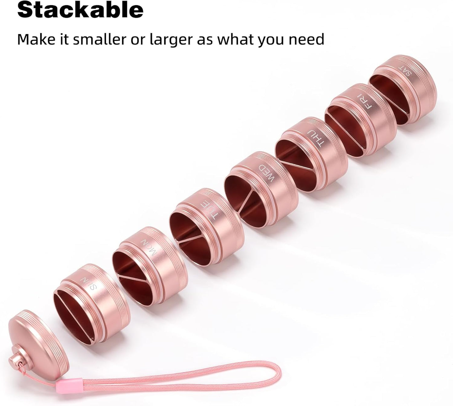 XHT Pink Weekly Metal Pill Organizer 7 Day 2 Times a Day – Aesthetic Waterproof AM PM Travel Pill Box, Heavy Duty Pill Holder and Medicine Pill Organizer for Vitamins, Fish Oil & Supplements