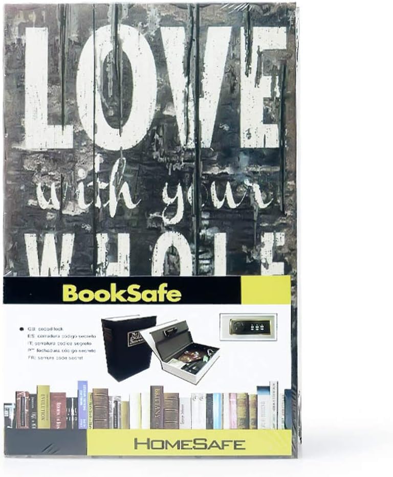Diversion Book Safe Storage Box (9.5"×6"×2.2"), Dictionary Secret Safe Can with Security Combination Lock, Diversion Book Hidden Safe (Love Style-Code)