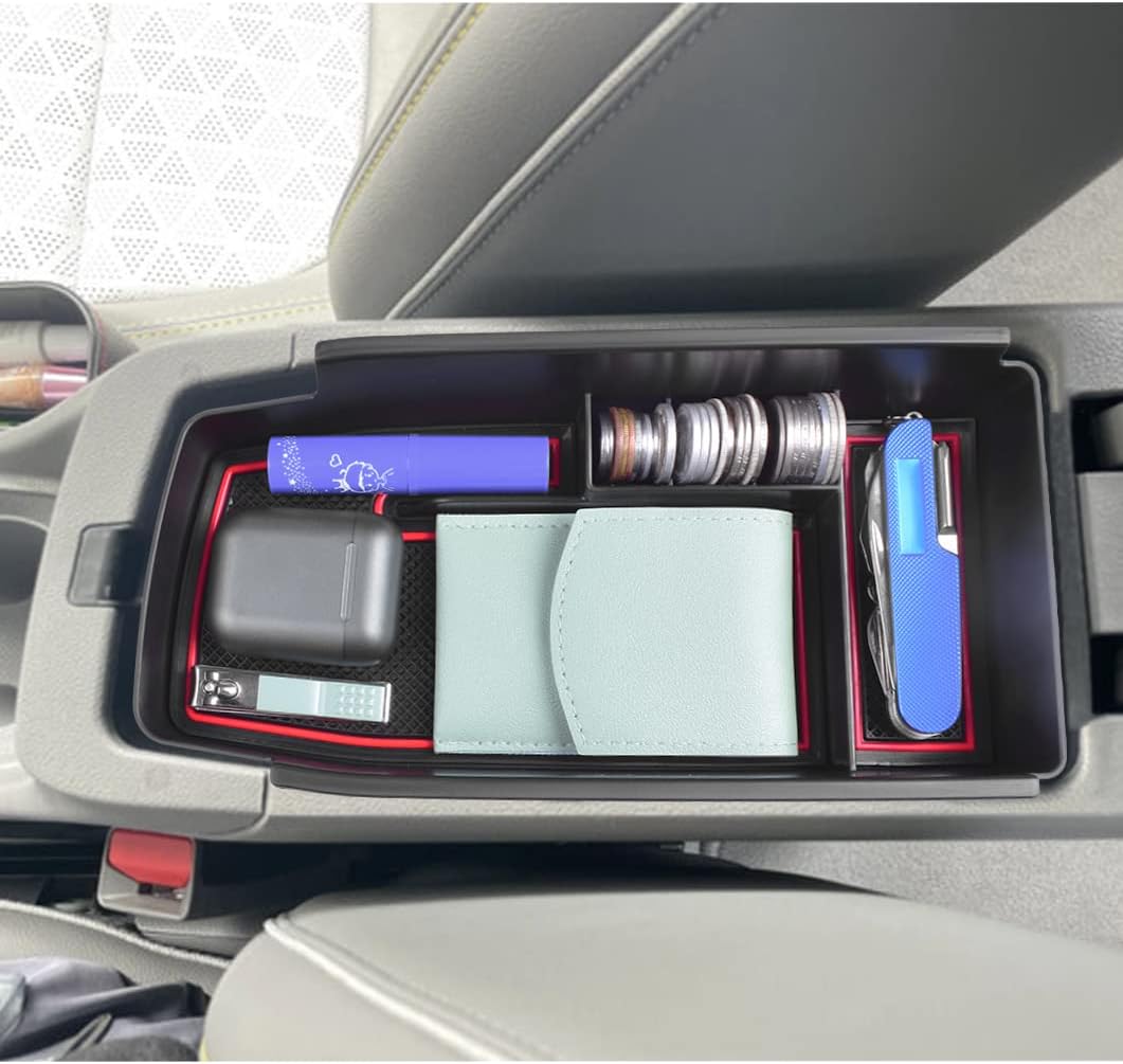 EDBETOS Center Console Organizer Tray Compatible with Chevy Bolt EUV Bolt EV Accessories 2022-2023 Interior Secondary Armrest Storage Glove Box Divider ABS Material, Customized Design, Red
