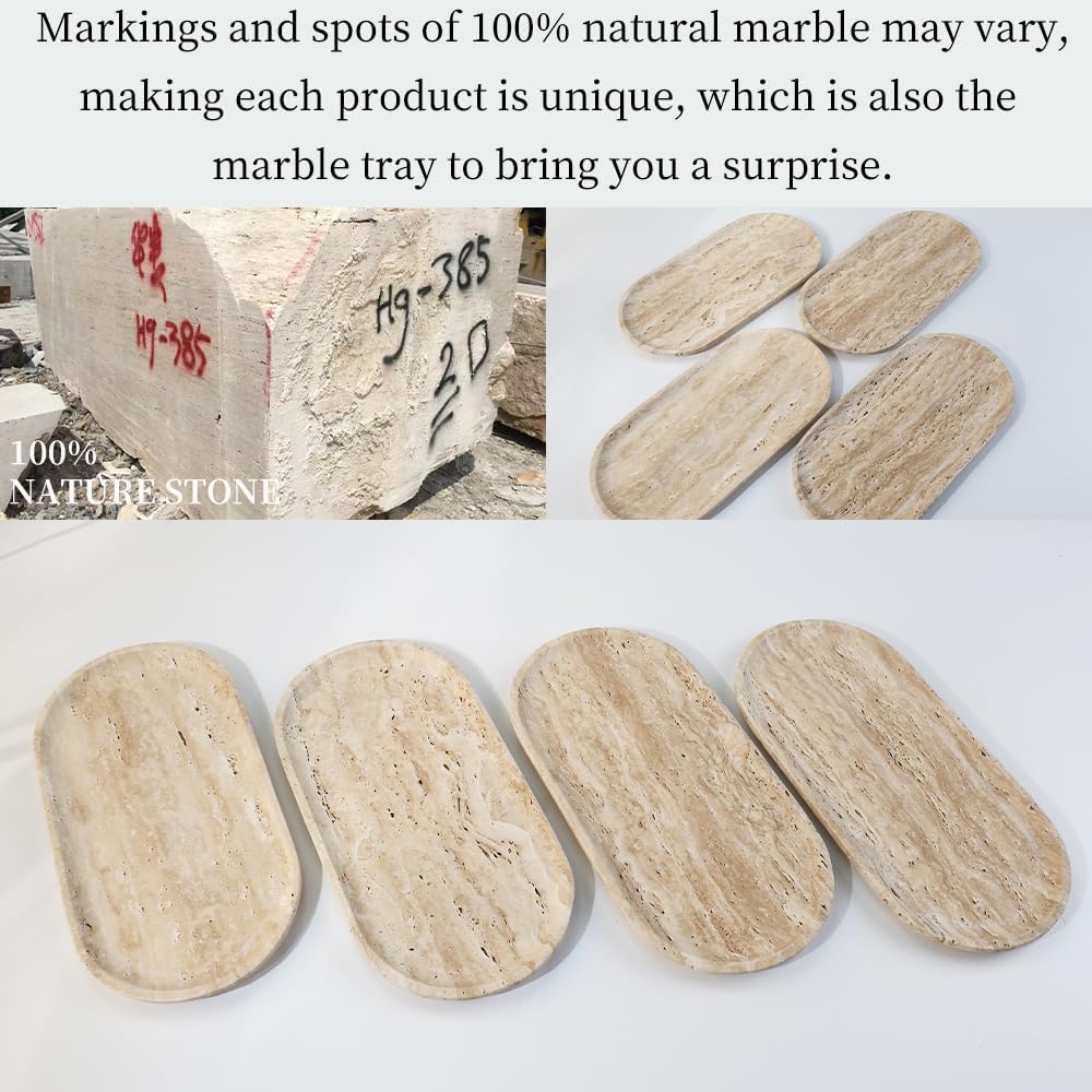 Natural Beige Travertine Marble Luxury Tray,for Kitchen Sink,Bathroom Soap Bottles,Makeup,Towel Organizer Tray